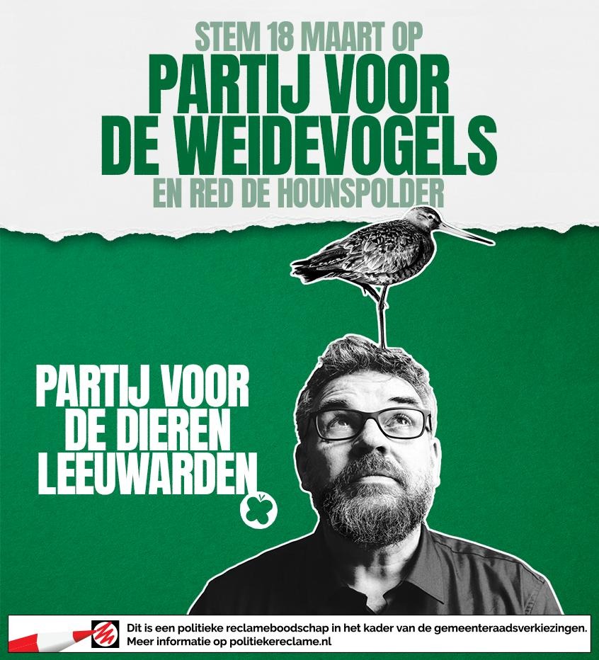 Advertentie Partij voor de Dieren Leeuwarden