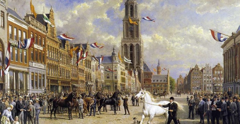 De Grote Markt in 1920, schilderij van Otto Eerelman