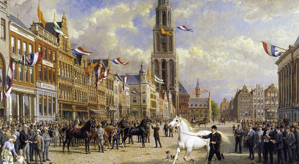 De Grote Markt in 1920, schilderij van Otto Eerelman
