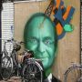 Henk Kamp op een protestgraffiti in Leeuwarden tegen de gaswinning in Noord-Nederland - Foto: Wutsje