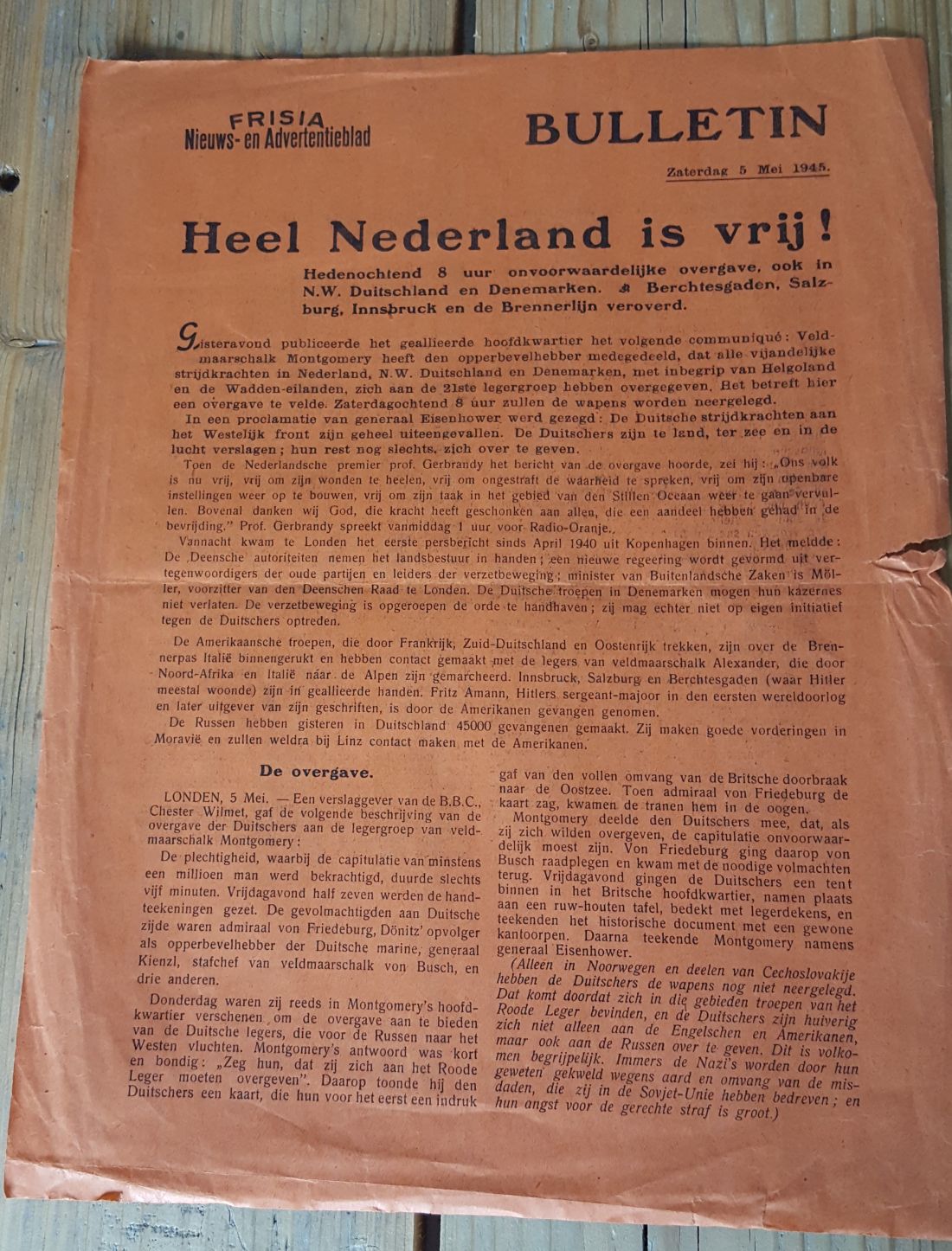 Oranje bevrijdingskrant 5 mei 1945